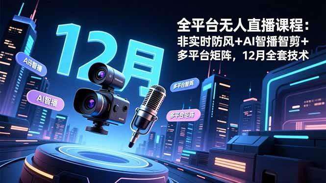 (16754期)全平台无人直播课程:非实时防风+AI智播智剪+多平台矩阵,12月全套技术-淘金阁网创