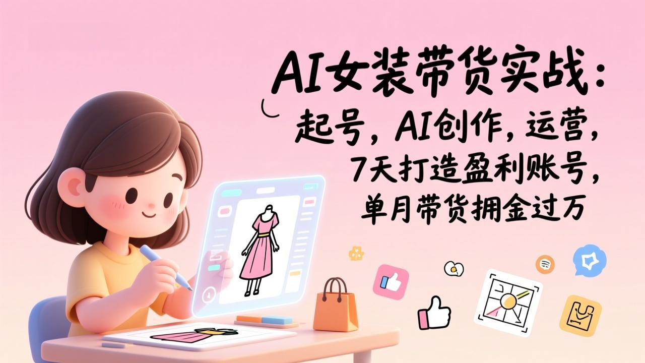 AI女装带货实战：起号，AI创作，运营，7天打造盈利账号，单月带货佣金过万-淘金阁网创