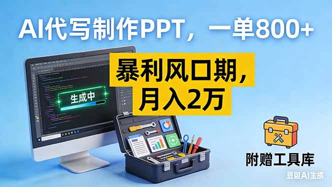 AI代写制作PPT，一单800+， 暴利风口期，月入2万【附工具】-淘金阁网创