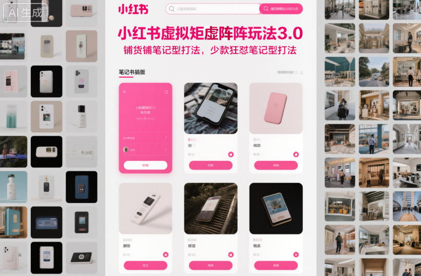 小红书虚拟矩阵玩法3.0,铺货铺笔记型打法,少款狂怼笔记型打法-淘金阁网创