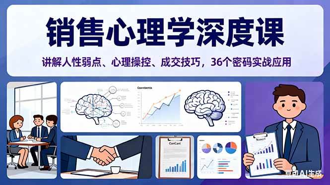 (16456期)销售心理学深度课,讲解人性弱点、心理操控、成交技巧,36个密码实战应用-淘金阁网创