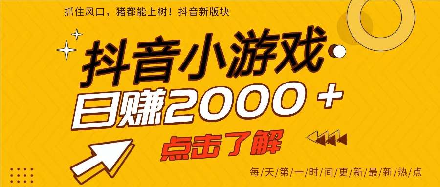 (16831期)25年爆火的抖音小游戏项目,一部手机日入2000➕-淘金阁网创