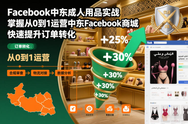 Facebook中东成人用品实战，掌握从0到1运营中东Facebook商城，快速提升订单转化-淘金阁网创