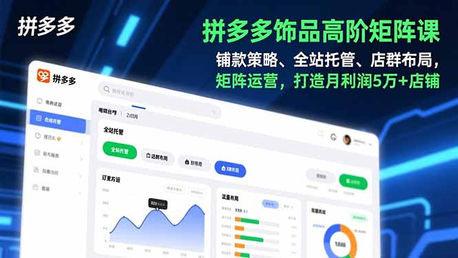 拼多多饰品高阶矩阵课，铺款策略、全站托管、店群布局，矩阵运营，打造月利润5万+店铺-淘金阁网创