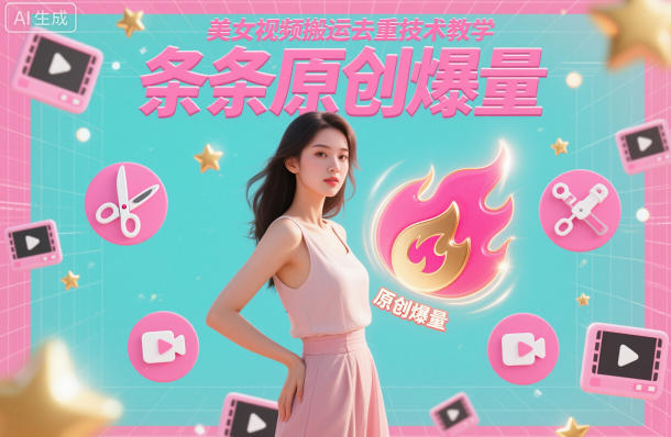 美女视频搬运去重技术教学,条条原创爆量-淘金阁网创