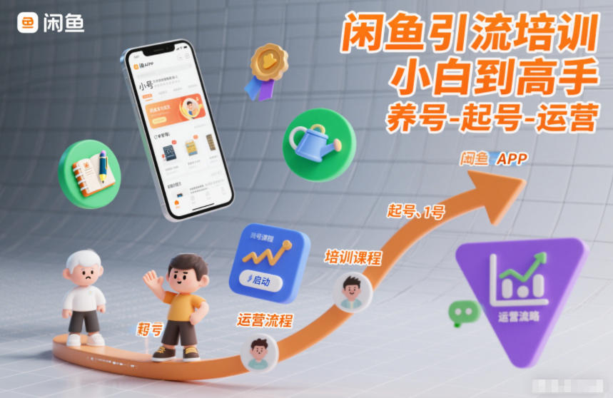 闲鱼引流培训,小白到高手,养号-起号-运营-淘金阁网创