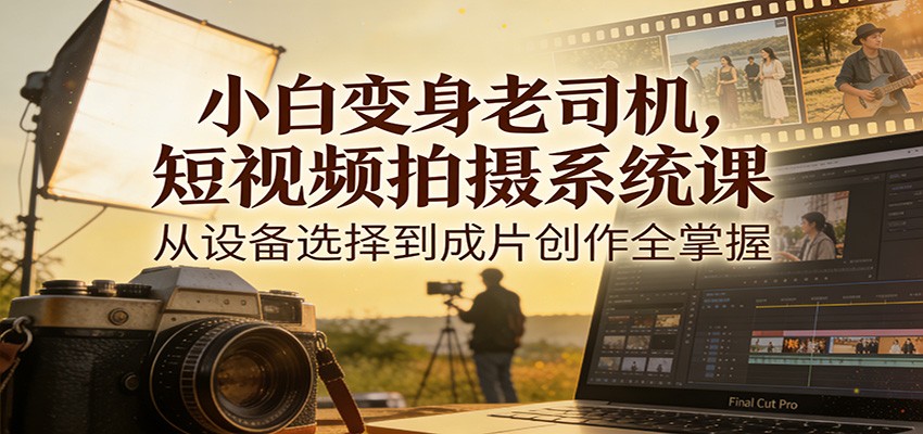 小白变身老司机，短视频拍摄系统课，从设备选择到成片创作全掌握-淘金阁网创