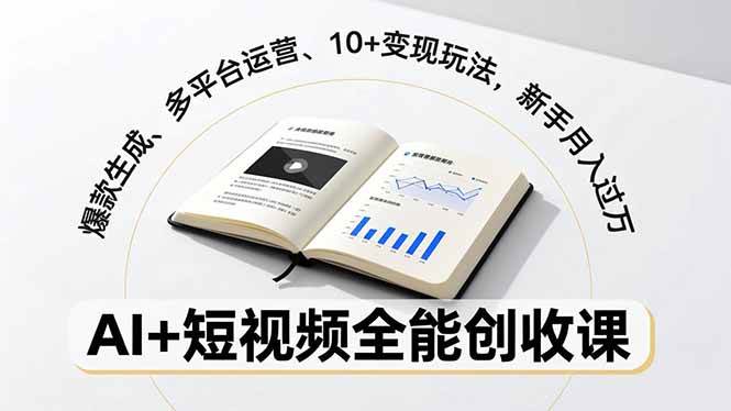 (16773期)AI+短视频全能创收课,爆款生成、多平台运营、10+变现玩法,新手月入过万-淘金阁网创