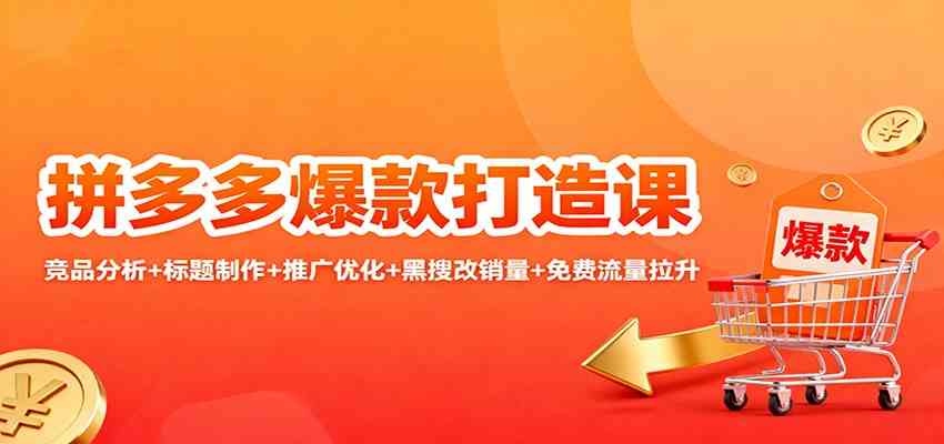 拼多多爆款打造课:竞品分析+标题制作+推广优化+黑搜改销量+免费流量拉升-淘金阁网创