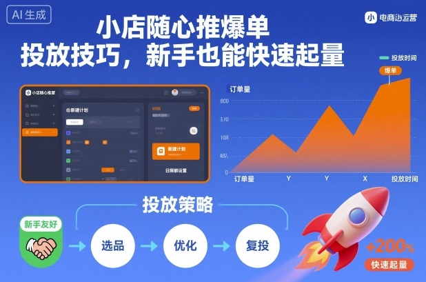 小店随心推爆单投放技巧,新手也能快速起量-淘金阁网创