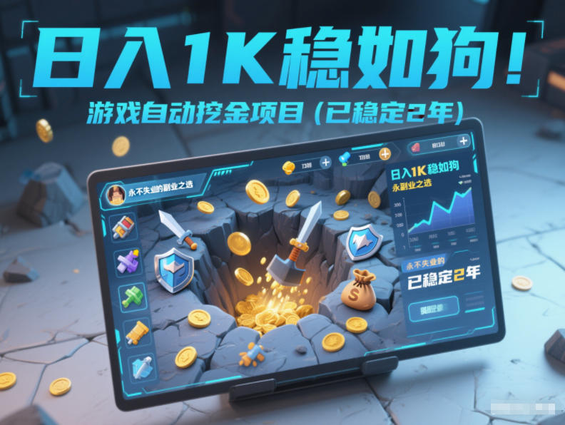 日入1K稳如狗！游戏自动挖金项目（已稳定2年），永不失业的副业之选【揭秘】