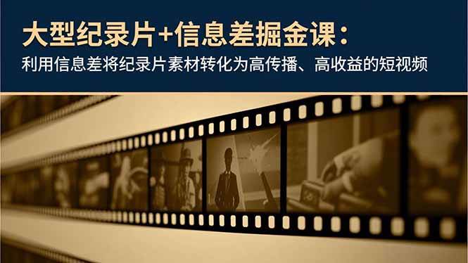 (16741期)大型纪录片+信息差掘金课:利用信息差将纪录片素材转化为高传播、高收益的短视频-淘金阁网创