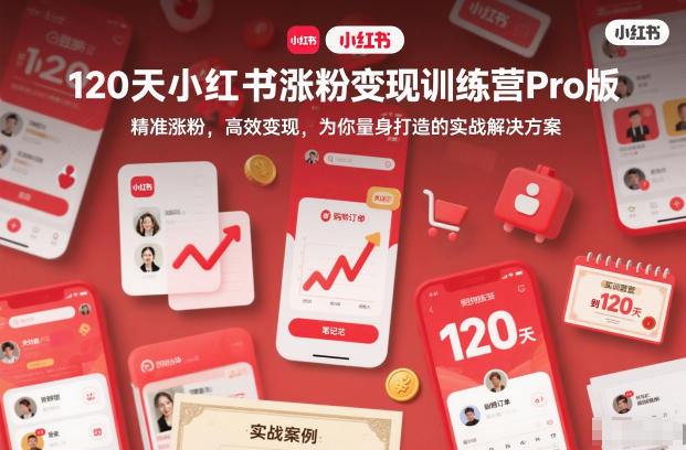 120天小红书涨粉变现训练营Pro版,精准涨粉,高效变现,为你量身打造的实战解决方案-淘金阁网创