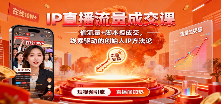 IP直播流量成交课:偷流量+脚本控成交,线索驱动的创始人IP方法论-淘金阁网创